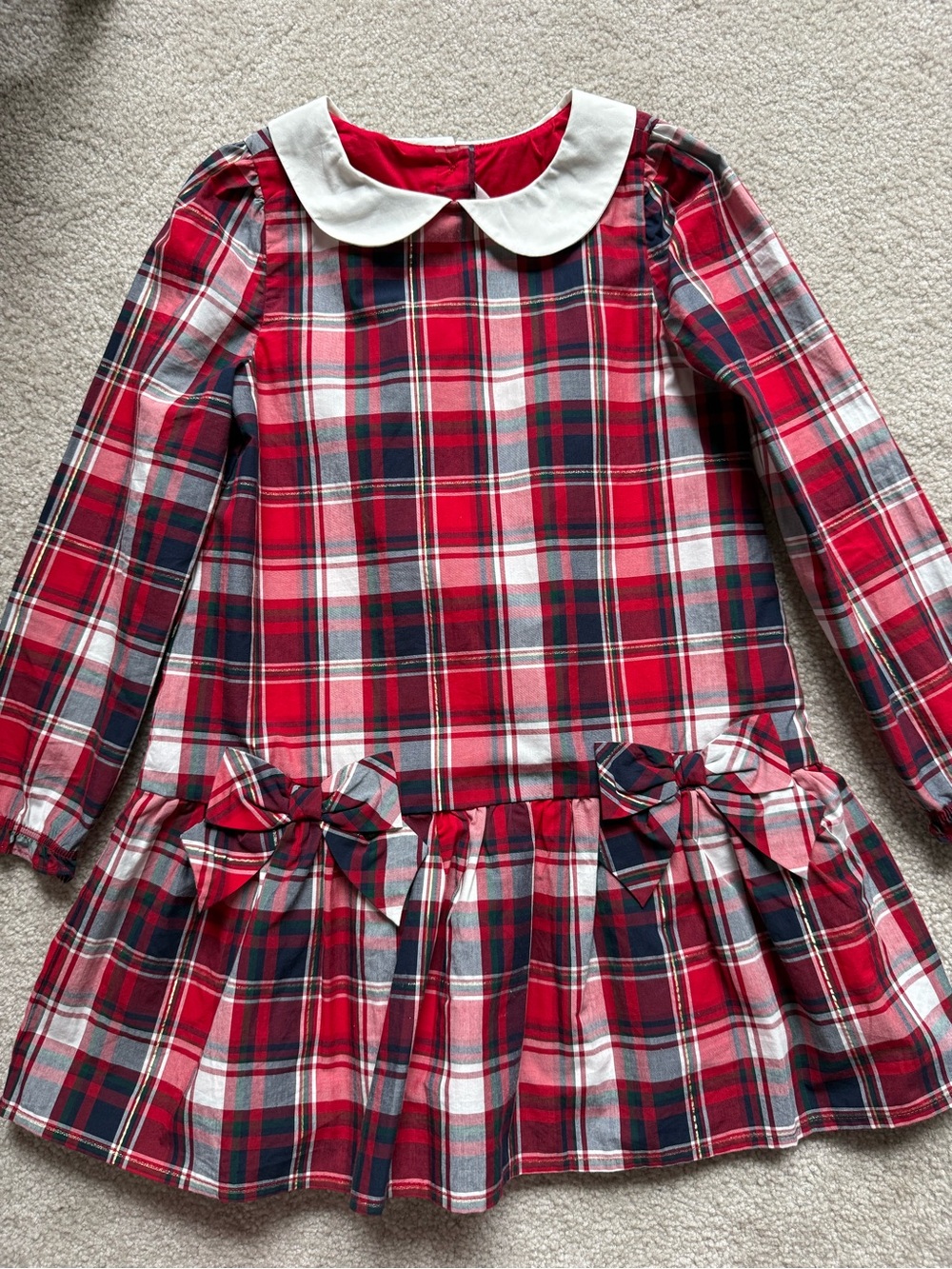 Janie and Jack Red and White Plaid Dress with Peter Pan Collar
